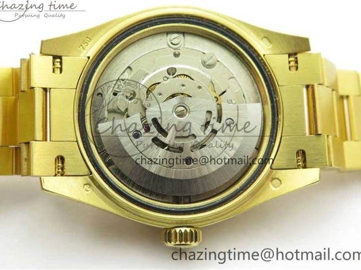 MiroTime 0408 Versatile Daydate 278288 31mm YG EWF Best Edition Green Malachite Dial Crystal Markers on YG President Bracelet ETA 2606